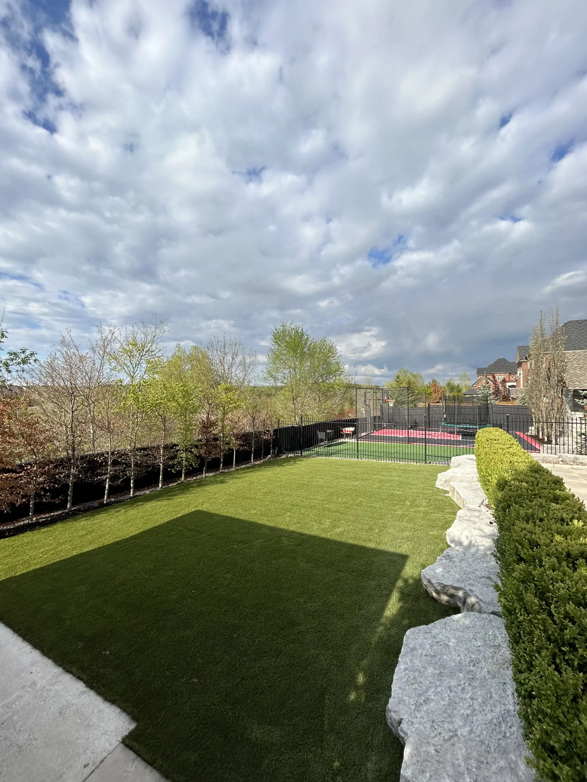 Backyard artificial grass installation in Mississauga