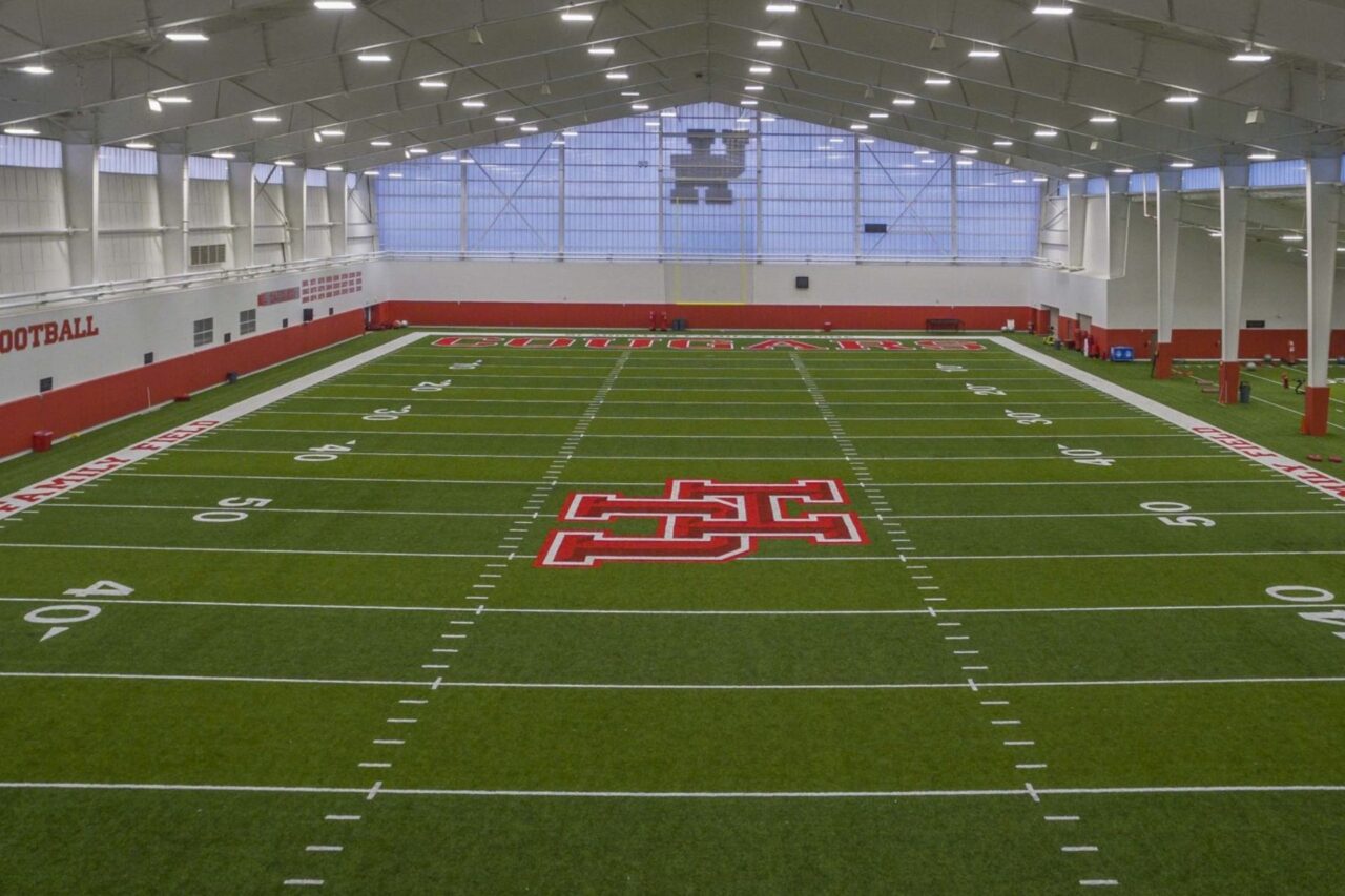 Indoor sports field artificial turf installation