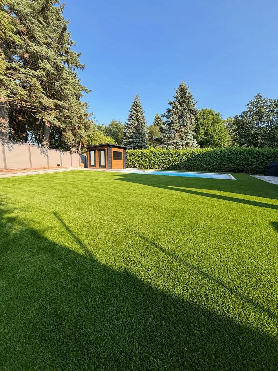 Wide artificial grass lawn installation in Mississauga